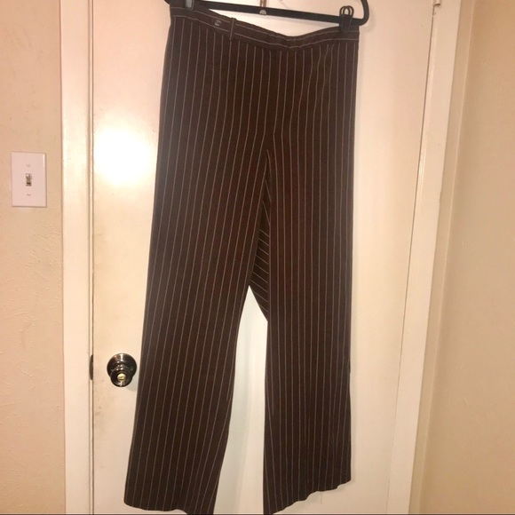 Chaps Brown plus size slacks w/tan stripes size 24 - Picture 1 of 6
